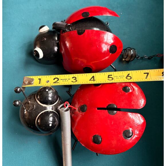 Set of 2 Metal Handmade Outdoor Hanging Ladybugs - Picture 8 of 9
